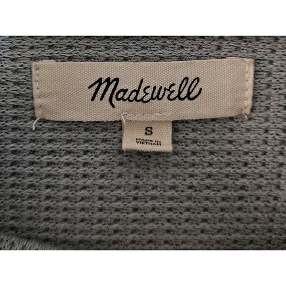 MADEWELL Women S Sweater Green Funnel Neck Drop Shoulder Ribbed Knit Pockets 42" - Picture 3 of 7